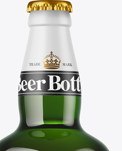 Green Glass Beer Bottle Mockup PSD #1