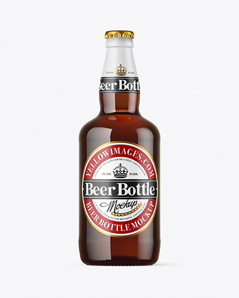 Amber Glass Beer Bottle Mockup
