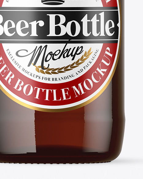 Amber Glass Beer Bottle Mockup PSD #1