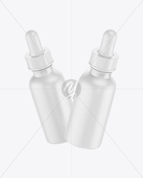 Two Matte Dropper Bottles Mockup PSD #3
