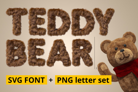 Teddy Bear OTF color font + PNG Letter Set