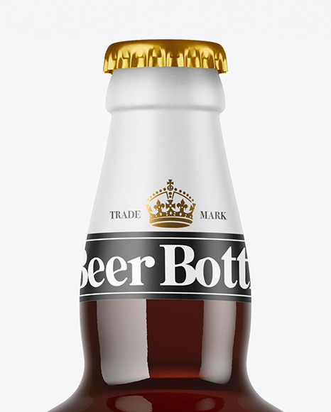 Dark Amber Glass Beer Bottle Mockup PSD #2