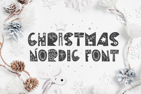 Christmas Nordic Font In Fonts On Yellow Images Creative Store