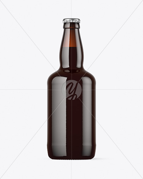 Free Dark Amber Glass Beer Bottle with Red Ale Mockup