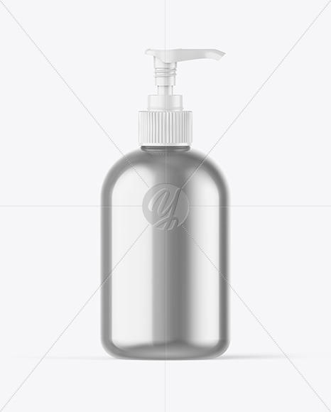 Free Metallic Bottle w/ Open Pump Mockup