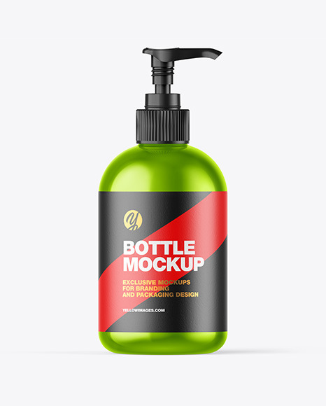 Metallic Bottle w  Open Pump Mockup PSD #2