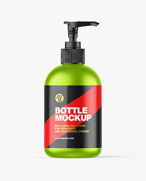 Matte Metallic Bottle w  Open Pump Mockup PSD #2