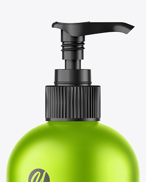 Matte Metallic Bottle w  Open Pump Mockup PSD #1