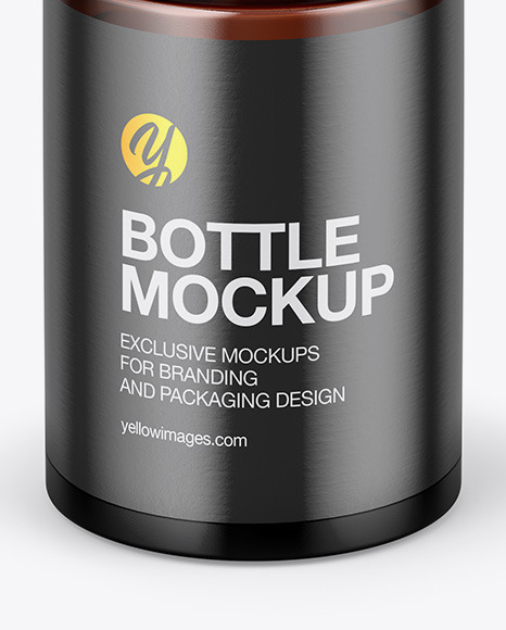 Small Amber Glass Bottle Mockup PSD #1