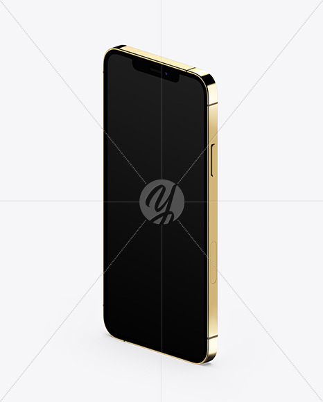 Apple Iphone 12 Pro Max Gold Mockup Half Side View In Device Mockups On Yellow Images Object Mockups