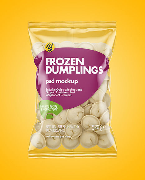 Download Plastic Bag With Dumplings Mockup In Bag Sack Mockups On Yellow Images Object Mockups