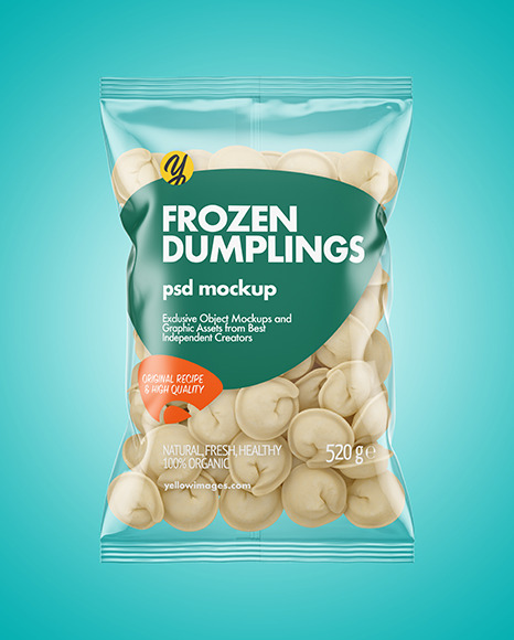 Download Plastic Bag With Dumplings Mockup In Bag Sack Mockups On Yellow Images Object Mockups