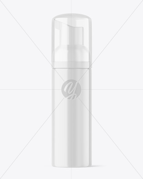 Free Glossy Cosmetic Bottle with Pump Mockup