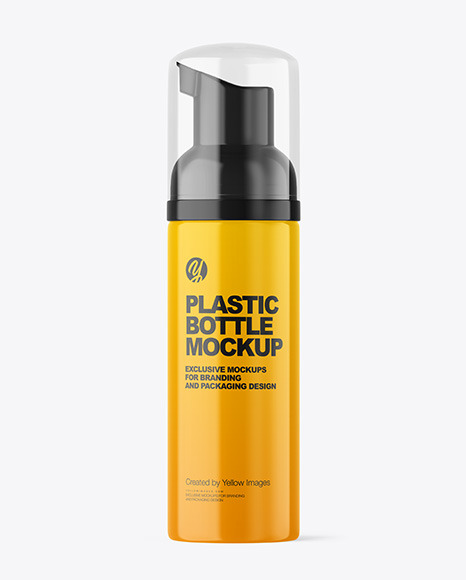 Glossy Cosmetic Bottle with Pump Mockup