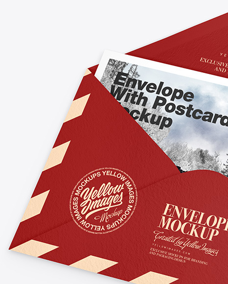 Textured Envelope w  Postcard Mockup PSD #1