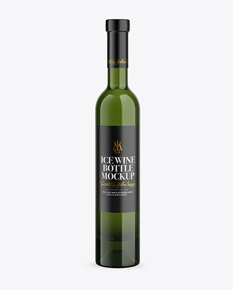 Green Glass White Wine Bottle Mockup