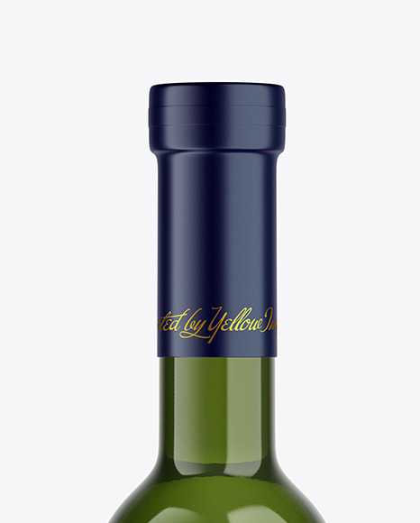 Green Glass White Wine Bottle Mockup