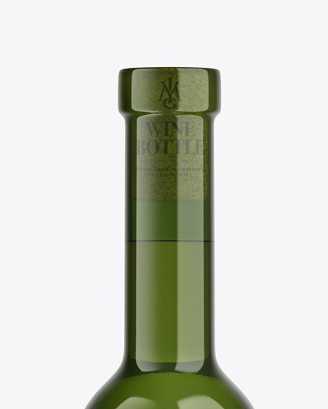 Green Glass White Wine Bottle Mockup
