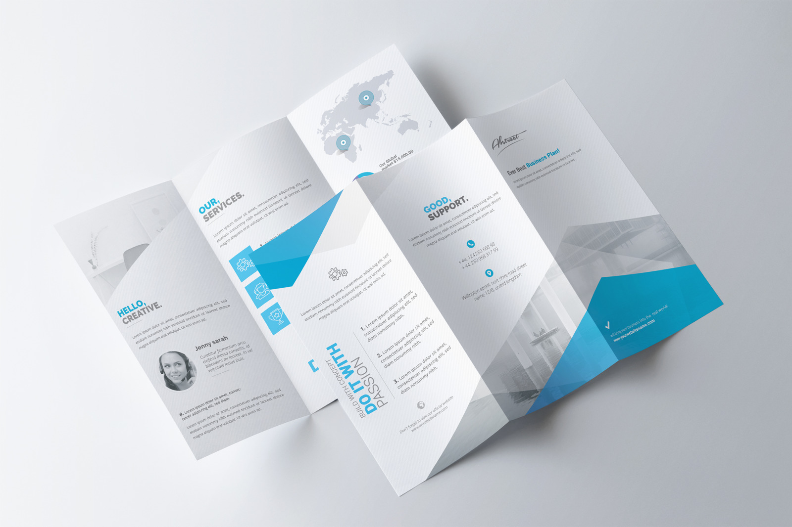 Corporate Trifold Brochure Template on Yellow Images Creative Store