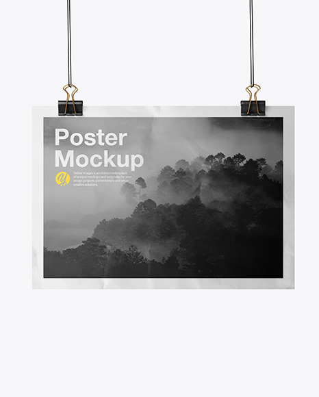 Crumpled Poster A4 w/ Pins Mockup