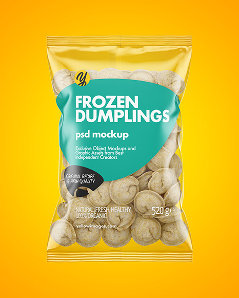 Download Plastic Bag With Dumplings Mockup In Bag Sack Mockups On Yellow Images Object Mockups