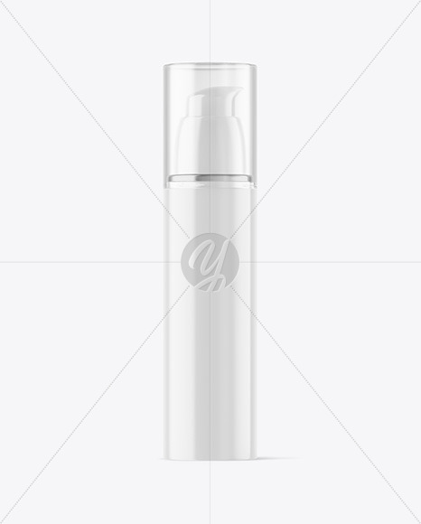 Free Glossy Cosmetic Bottle with Pump Mockup