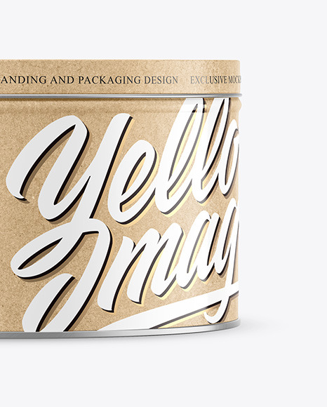 Kraft Round Tin Box Mockup PSD #1