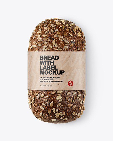 Loaf Of Rye Bread with Seeds &amp; Label Mockup