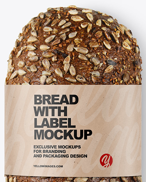 Download Loaf Of Rye Bread with Seeds & Label Mockup in Packaging Mockups on Yellow Images Object Mockups
