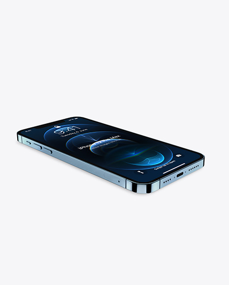 Apple iPhone 12 Pro Max Pacific Blue Mockup PSD #2