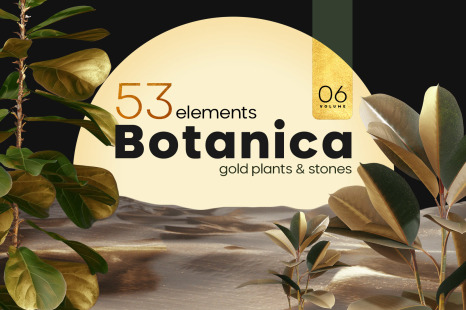 GOLD plants &amp; stones collection #06