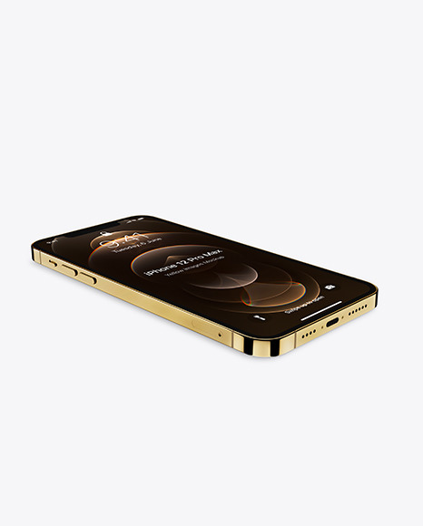 Apple iPhone 12 Pro Max Gold Mockup PSD #4
