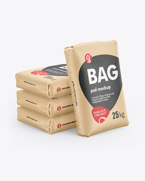 Kraft Bags Mockup in Bag & Sack Mockups on Yellow Images ...