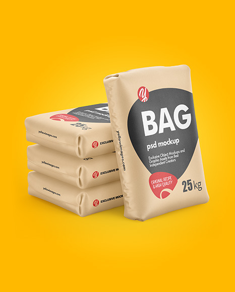 Download Kraft Bags Mockup In Bag Sack Mockups On Yellow Images Object Mockups