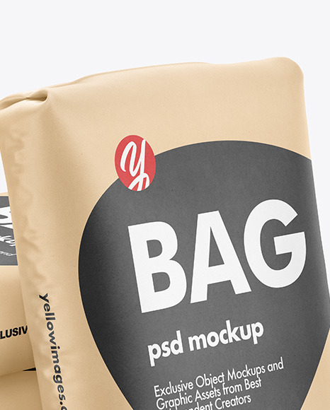 Kraft Bags Mockup In Bag Sack Mockups On Yellow Images Object Mockups