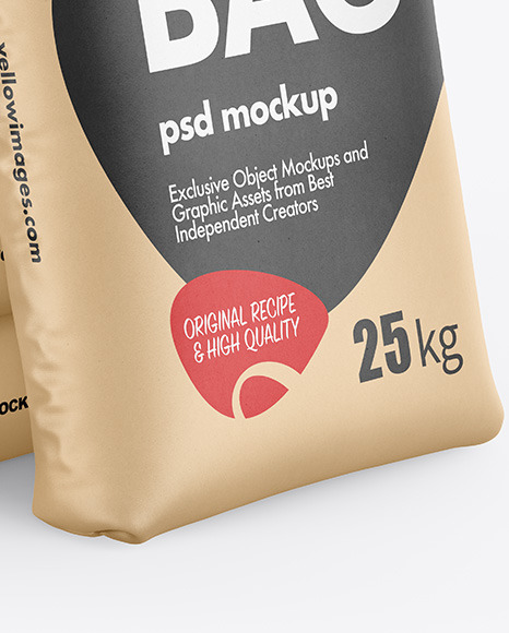 Download Kraft Bags Mockup In Bag Sack Mockups On Yellow Images Object Mockups