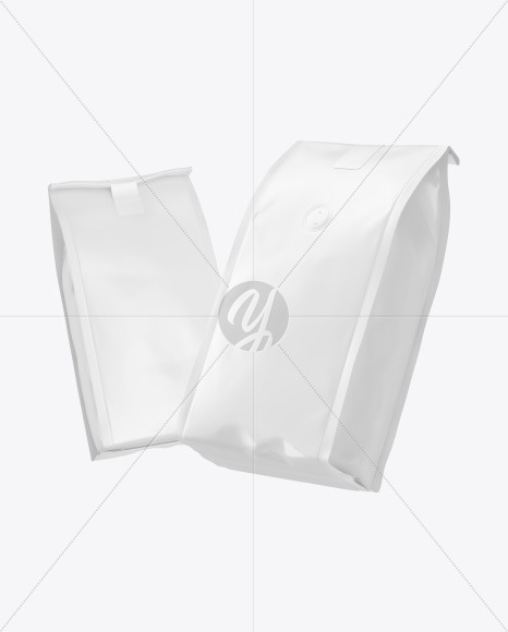 Two Matte Coffee Bag Packaging Mockup In Bag Sack Mockups On Yellow Images Object Mockups