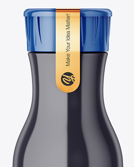 Glossy Plastic Bottle With Plastic Cap And Sticker Mockup   Front View PSD #7