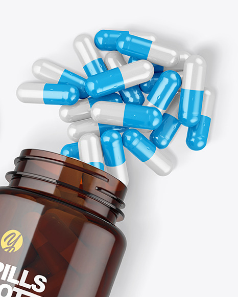 Amber Bottle with Pills Mockup PSD #6