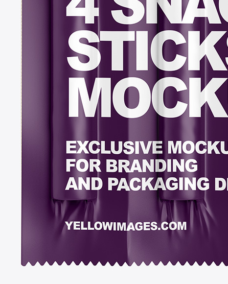 Download 4 Snack Sticks W Matte Film Mockup In Flow Pack Mockups On Yellow Images Object Mockups