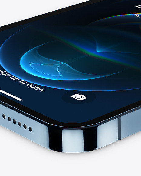 Apple iPhone 12 Pro Max Pacific Blue Mockup PSD #1