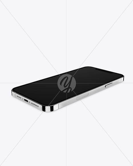 Download Apple Iphone 12 Pro Max Silver Mockup In Device Mockups On Yellow Images Object Mockups