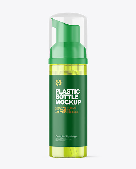 Color Plastic Cosmetic Bottle with Pump Mockup