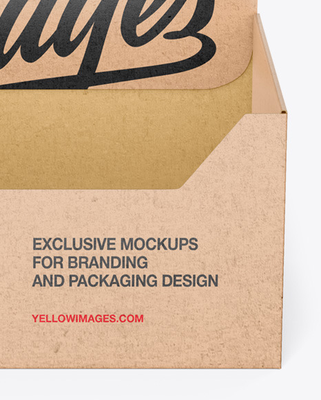 Kraft Empty Display Box Mockup In Box Mockups On Yellow Images Object Mockups