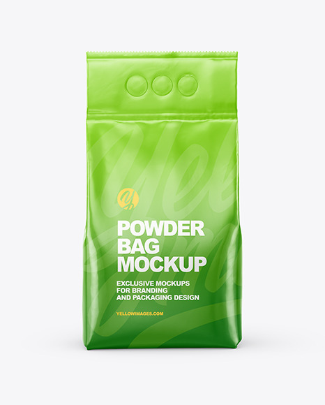 Glossy Powder Bag Mockup In Bag Sack Mockups On Yellow Images Object Mockups