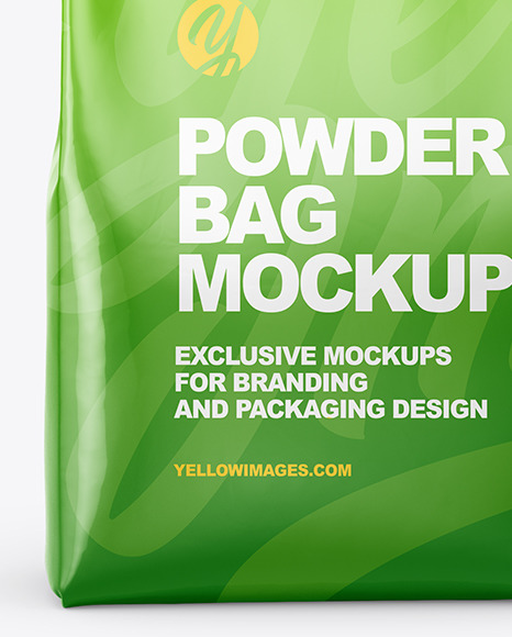 Download Glossy Powder Bag Mockup In Bag Sack Mockups On Yellow Images Object Mockups