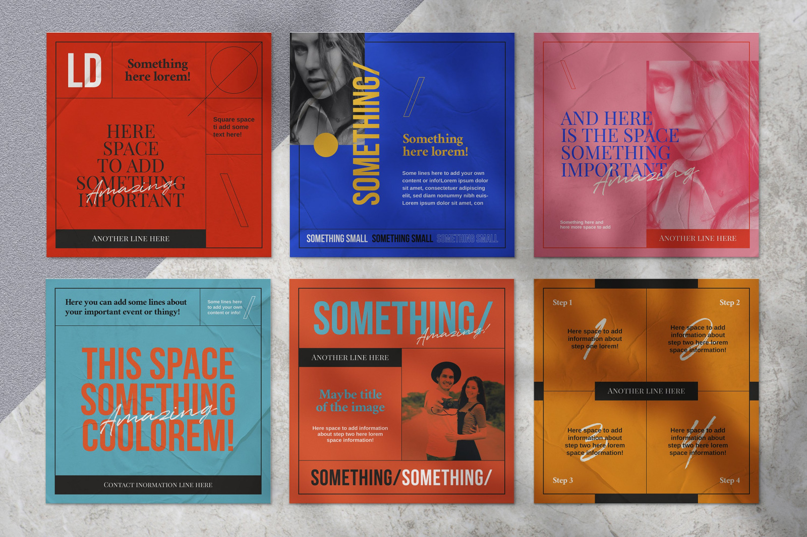 Colorful Boxes Social Media Template on Yellow Images Creative Store