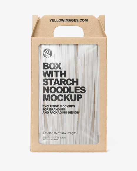 Download Kraft Box With Starch Noodles Mockup In Box Mockups On Yellow Images Object Mockups