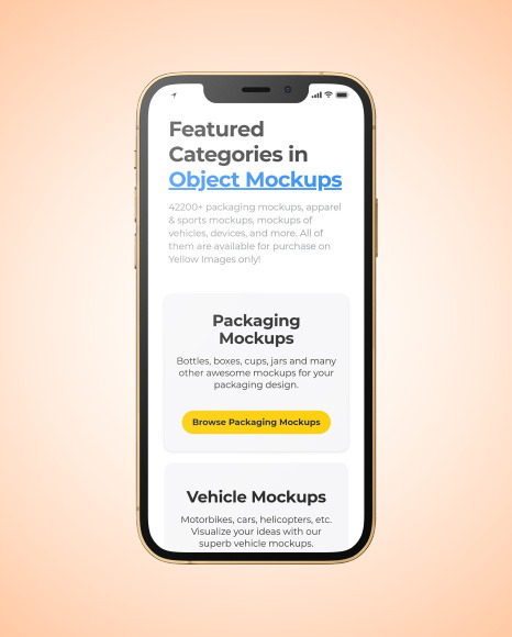 Download Apple Iphone 12 Pro Max Gold Mockup In Device Mockups On Yellow Images Object Mockups