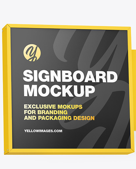 Square Signboard Mockup PSD #2